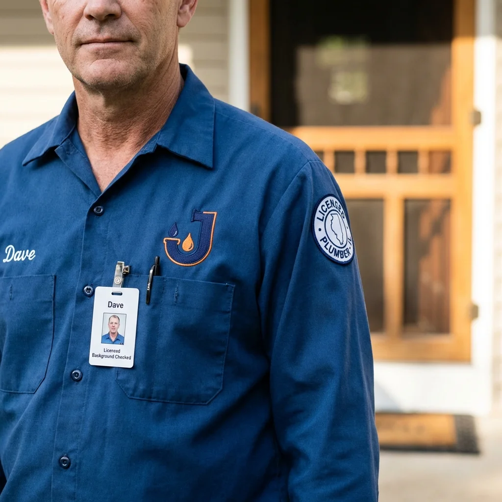 Licensed plumber showing ID badge in Cape Canaveral, FL