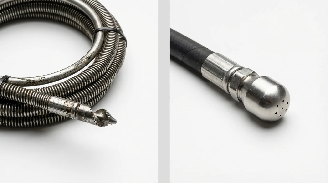 Drain snake cable and hydro jetting nozzle used for drain cleaning in Cape Canaveral, FL