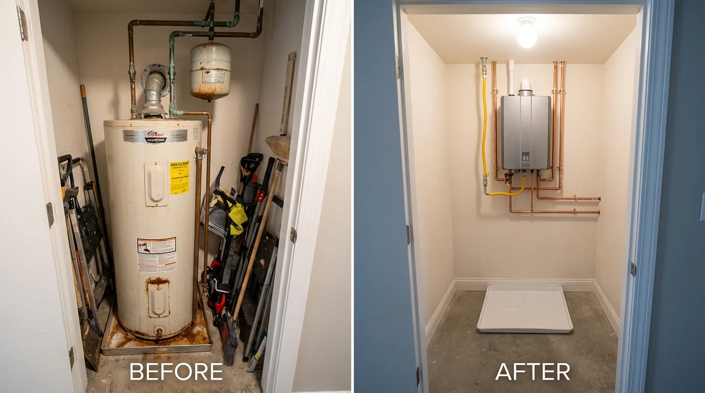 Tank water heater versus wall-mounted tankless unit comparison for Cape Canaveral, FL homeowners