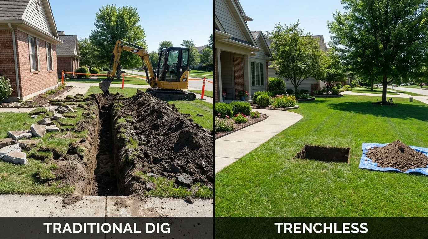 Trenchless sewer repair with minimal yard damage versus traditional excavation in Cape Canaveral, FL
